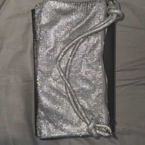 Bling Diamond Silver Handbag with Zipper